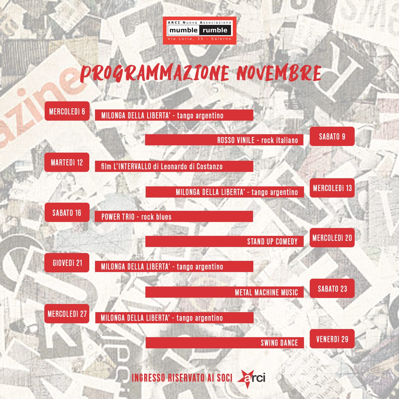 Programma Novembre 2024 Mumble Rumble